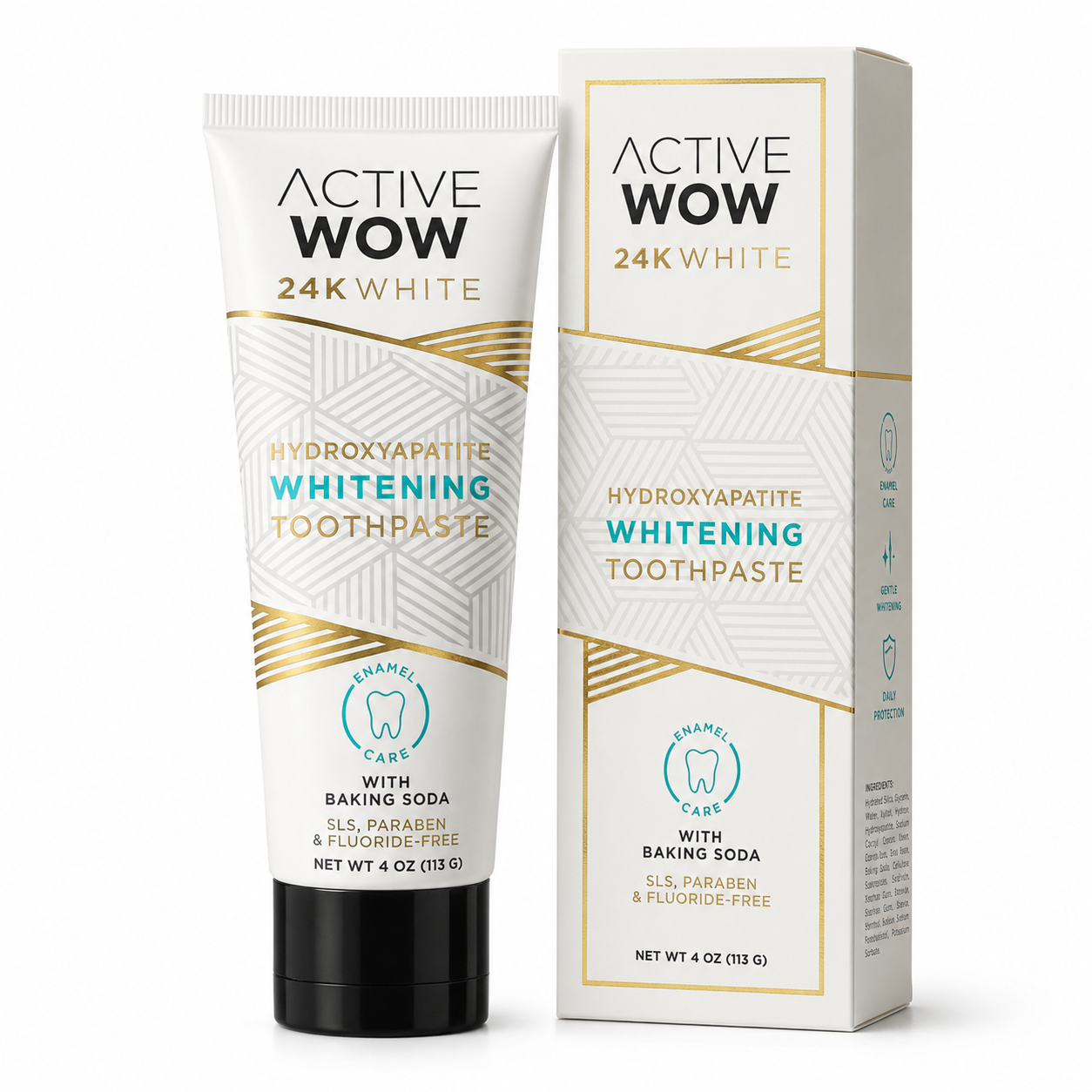ACTIVE WOW 24Kホワイト ハイドロキシアパタイト配合 ホワイトニング歯磨き粉 113g